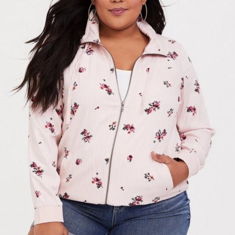 Torrid Pink Stripe Casual Track Jacket